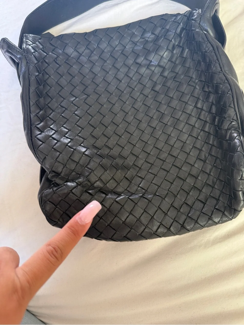 Bottega Veneta Black Woven Leather Hobo Bag
